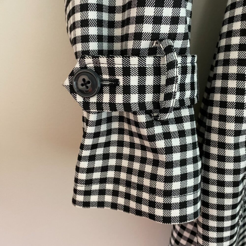 Badgley Mischka Plaid Trench Coat with Satin Blue Lining - Picture 10 of 17